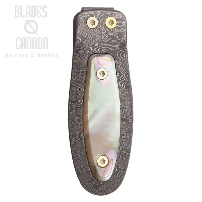 Lion Steel Money Clip, Damascus, Mother of Pearl Inlay PB-D MOP